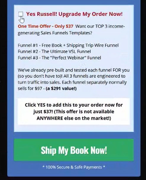 Exemple d'order Bump, dans tunnel de vente rusell brunson