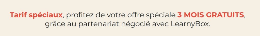 Offre Learnybox sans code promo pour 3 mois gratuits.
