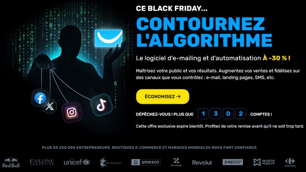 Offre Getresponse pour le BlackFriday 2025 30% gratuit