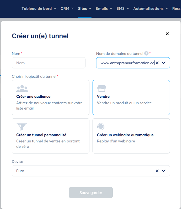 Créer un tunnel de vente avec systeme.io