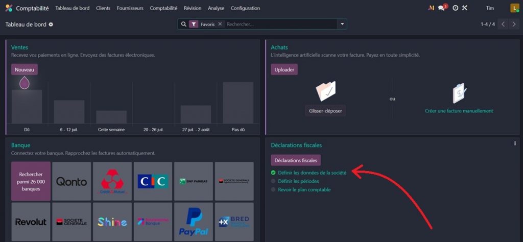Dans Odoo pour la facturation électronique gratuite renseigné les information de votre société ici depuis App comptabilité