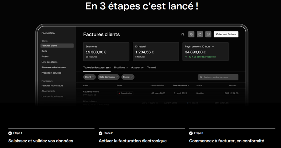 Qonto 3 étapes pour créer factures électroniques